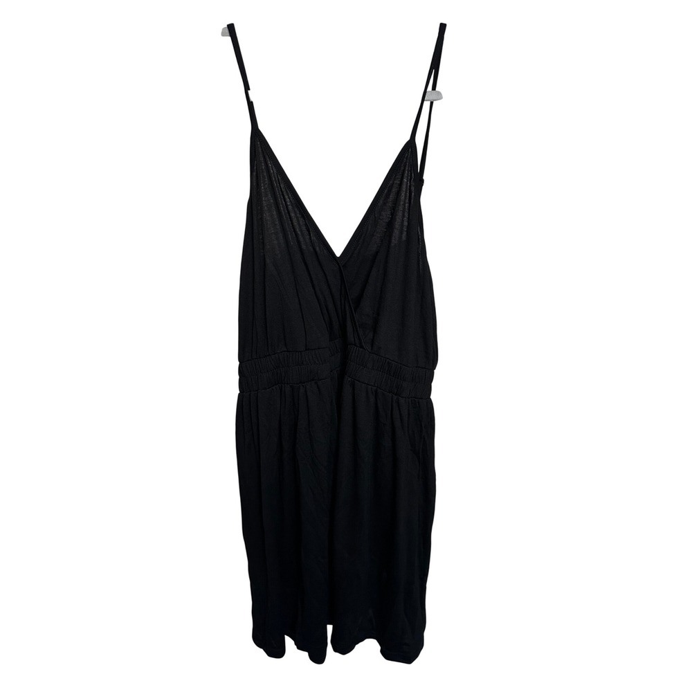 Cupshe Black V-Neck‎ Spaghetti Strap Smocked Waist Mini Dress - XL